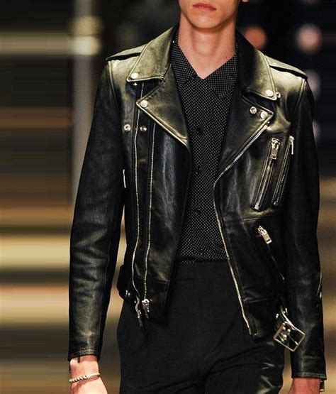 ysl leather shiet|SAINT LAURENT Leather Jackets for Men .